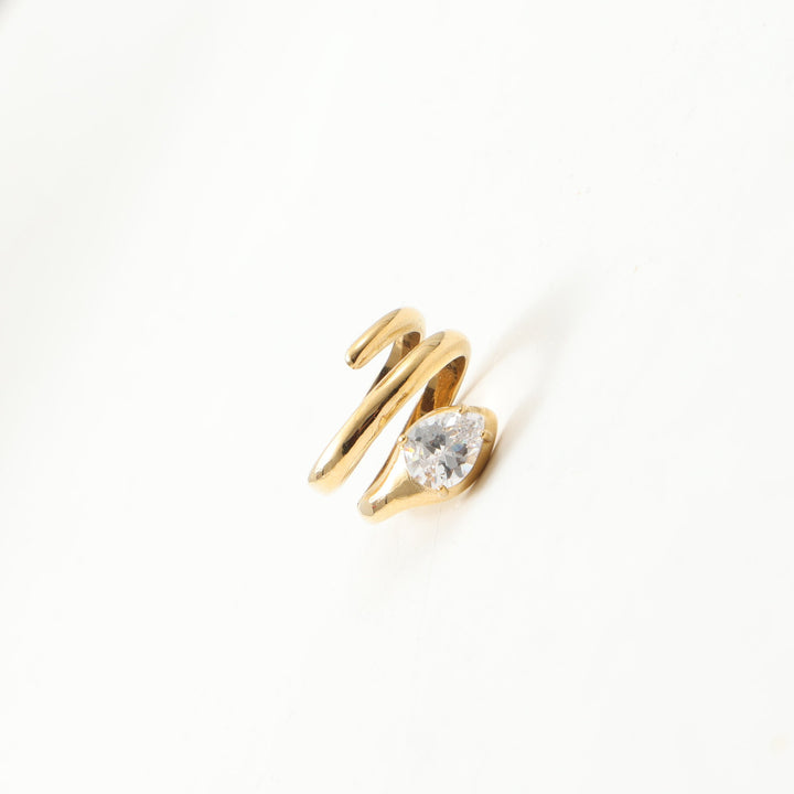 「Serpent Sparkle」Pear Cut Wrap Snake Ring