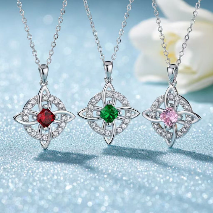 「Witch's Knot」Birthstone Double Protection Necklace