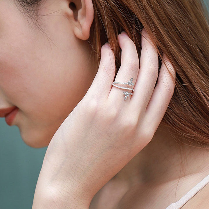 Dancing Butterflies 3-Layer Wrap Ring