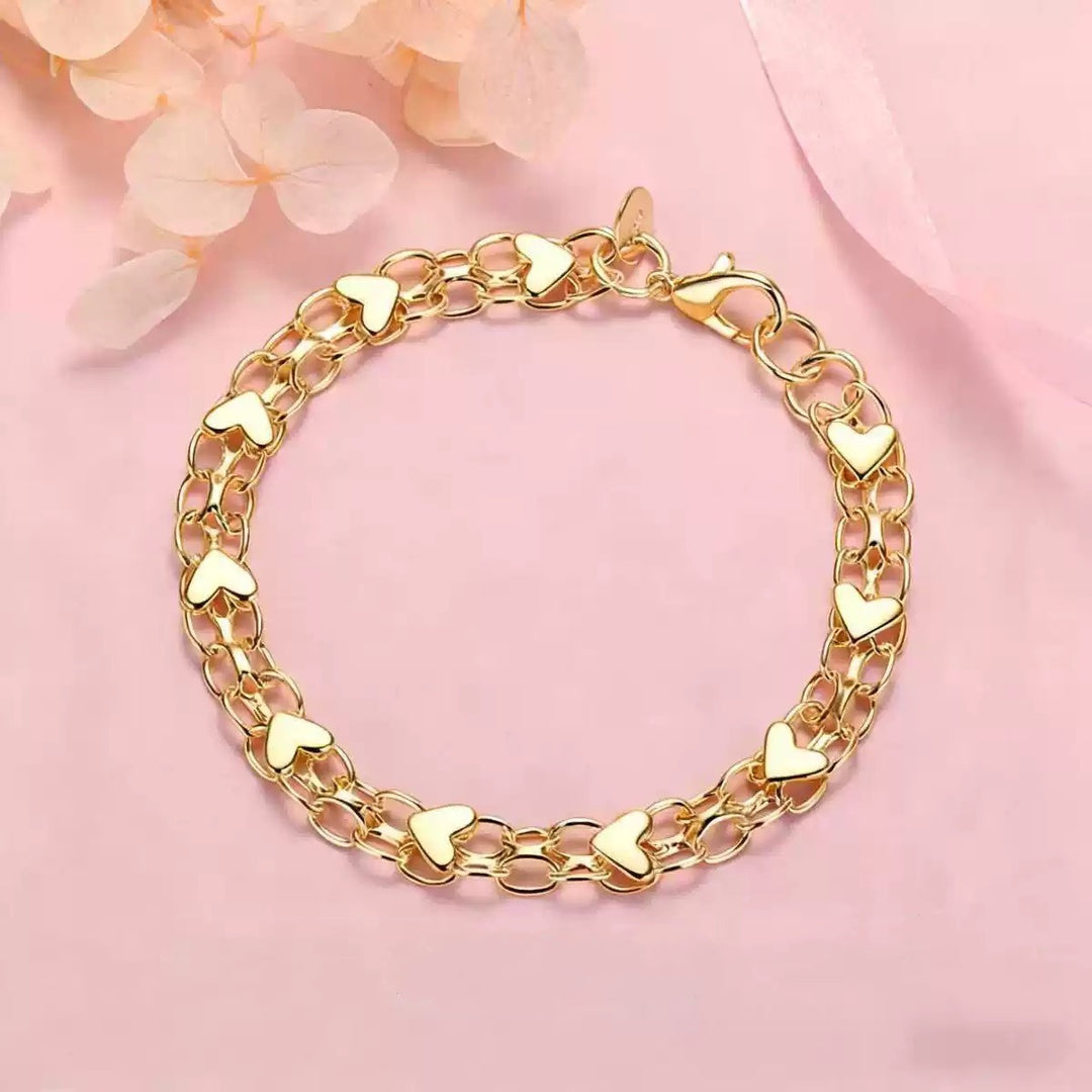 Double Layer Heart Chain Bracelet