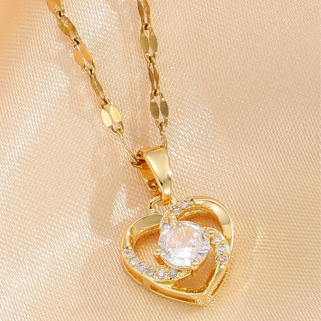 18K Gold Plated Eternal Heart Dancing CZ Pendant Necklace