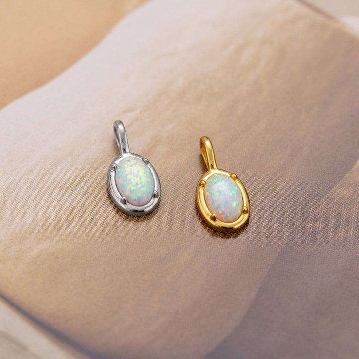 Aurora Opal Oval Pendant Necklace