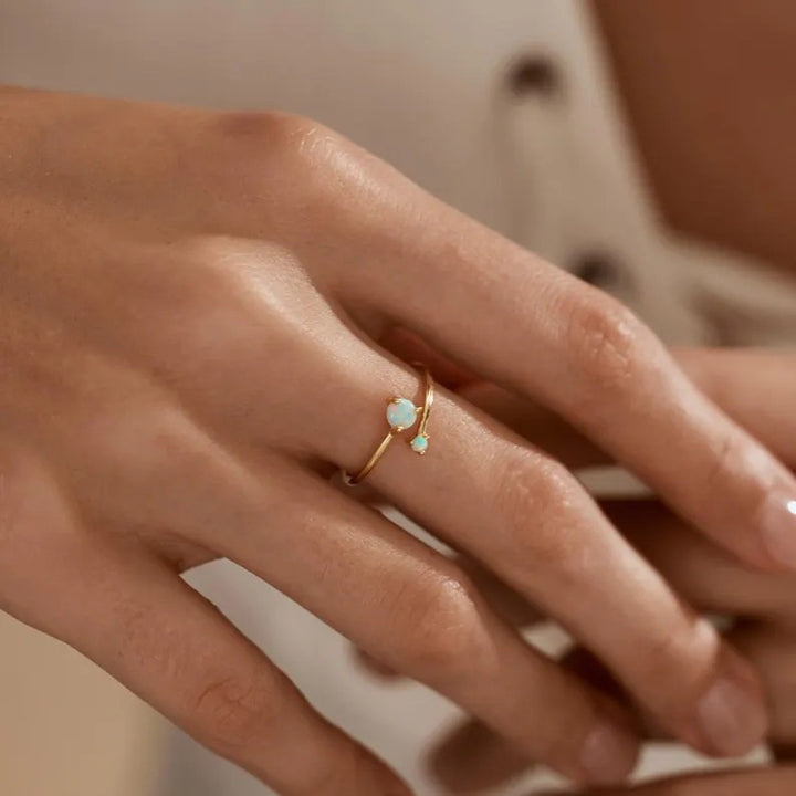 Dual Aurora Opal Open Ring