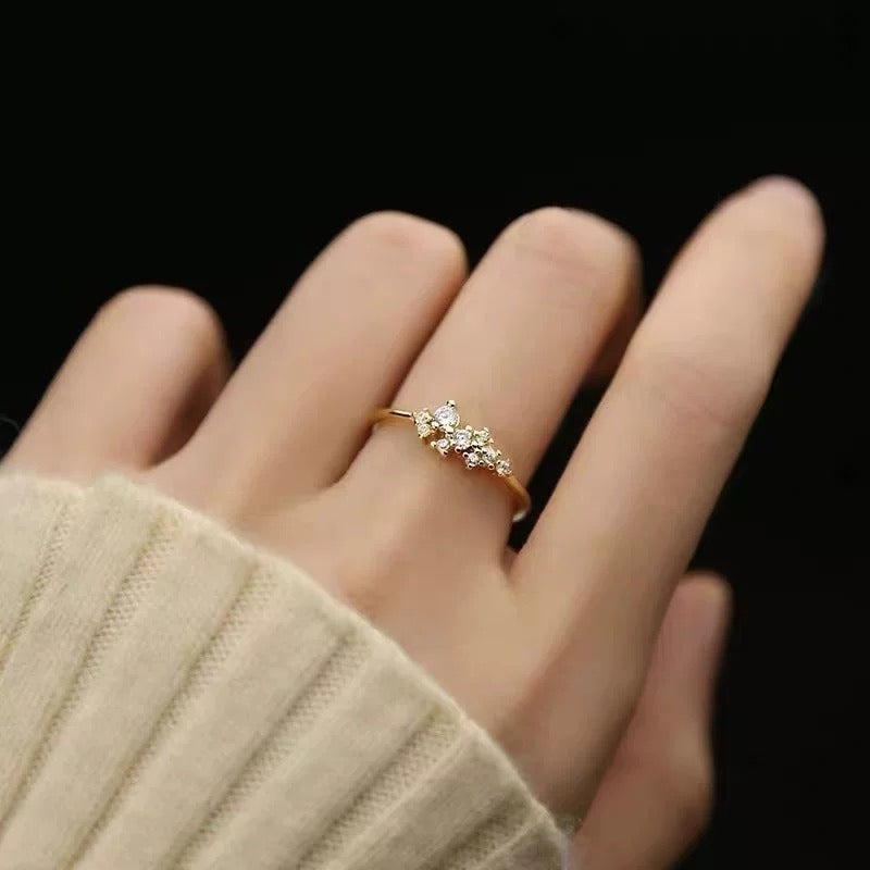 18K Gold Plated Dainty Star Cluster CZ Ring
