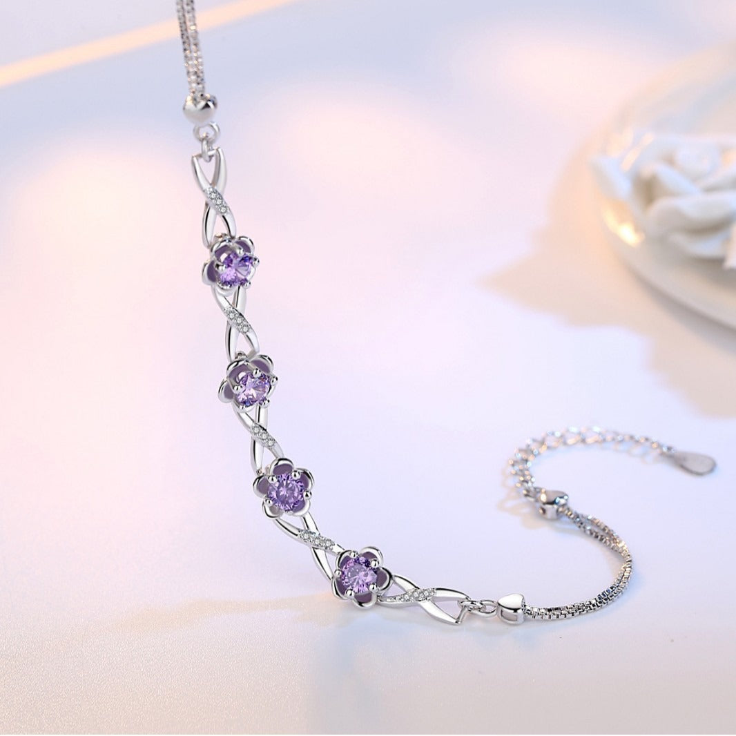 Blooming Four Flowers Zircon Bracelet