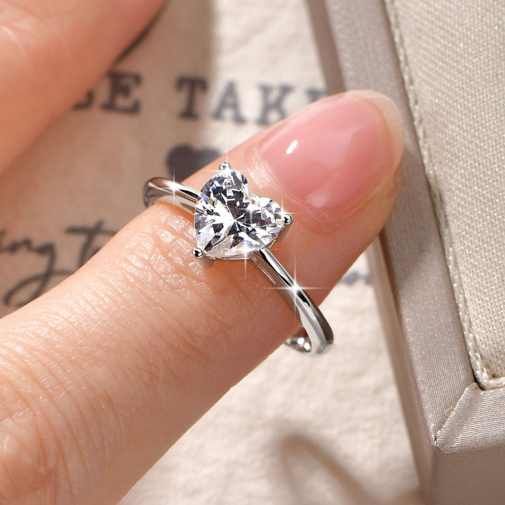 Dainty Heart CZ Solitaire Ring