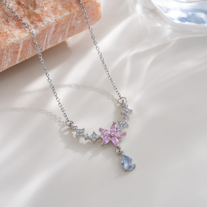 Cherry Blossom Star Teardrop Necklace