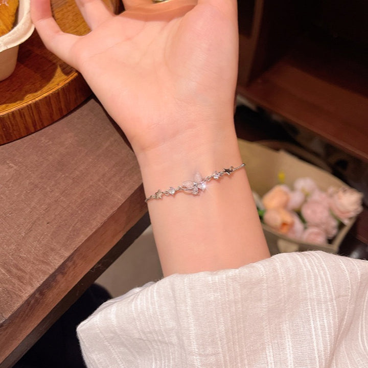 Dainty Butterfly Star 925 Sterling Silver Slider Bracelet