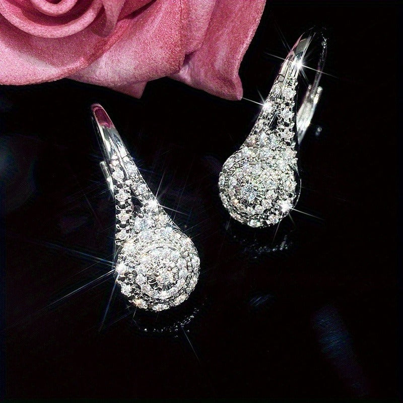 Timeless Teardrop Pave CZ Hoop Earrings