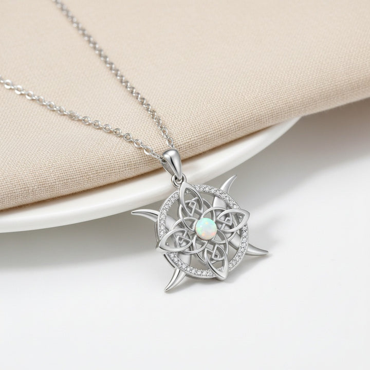 Sterling Silver Witch's Knot Opal Protection Necklace