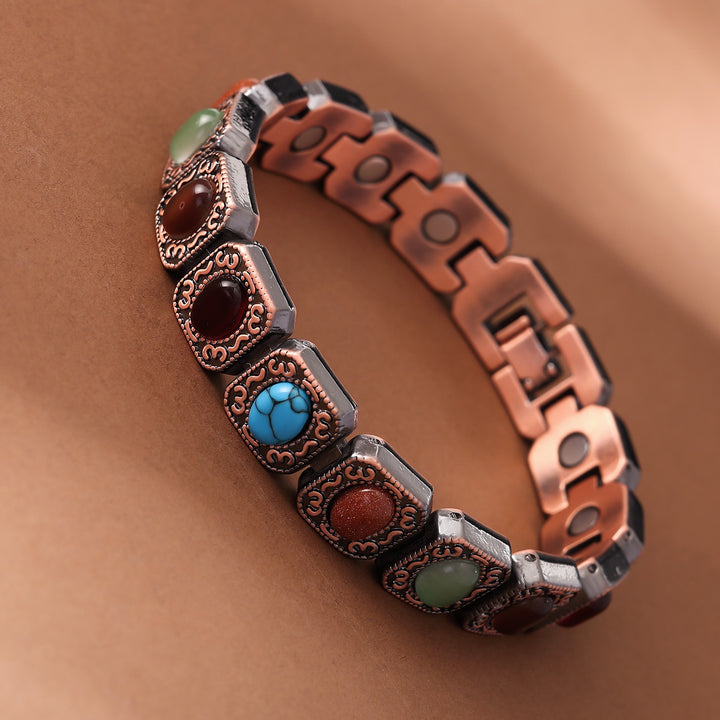 Vintage Copper Natural Stone Magnetic Therapy Bracelet