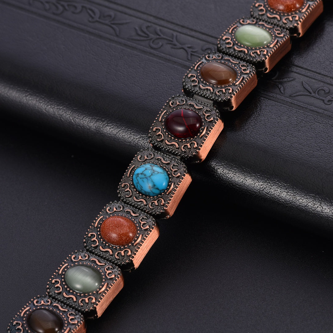 Vintage Copper Natural Stone Magnetic Therapy Bracelet