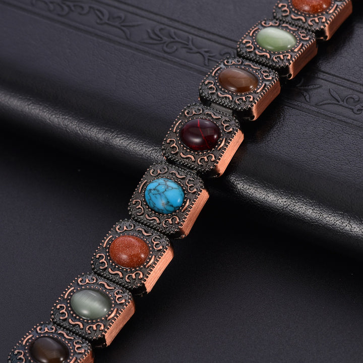 Vintage Copper Natural Stone Magnetic Therapy Bracelet