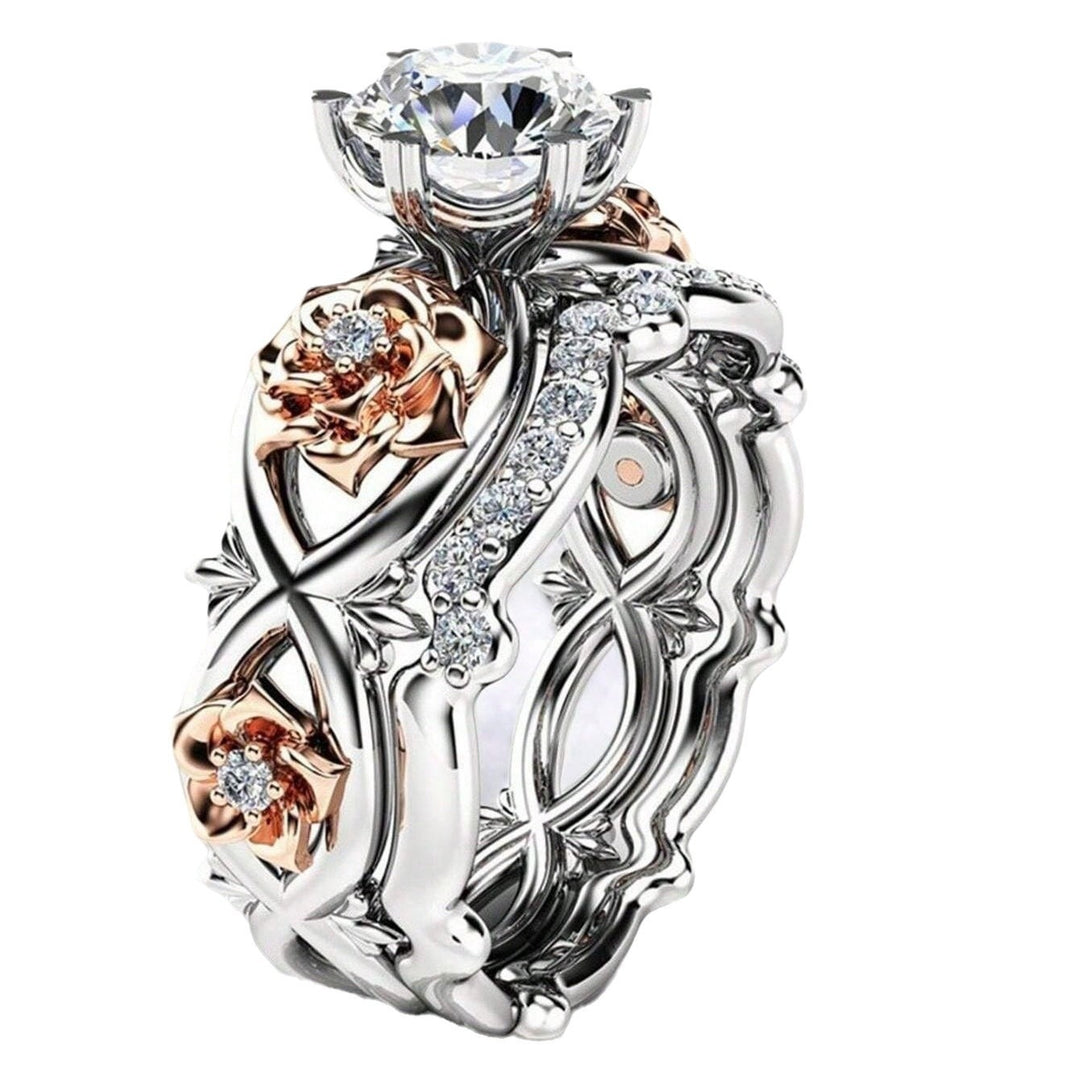 Rose Vow Two-Tone Rose 2-in-1 Detachable Engagement Ring Set