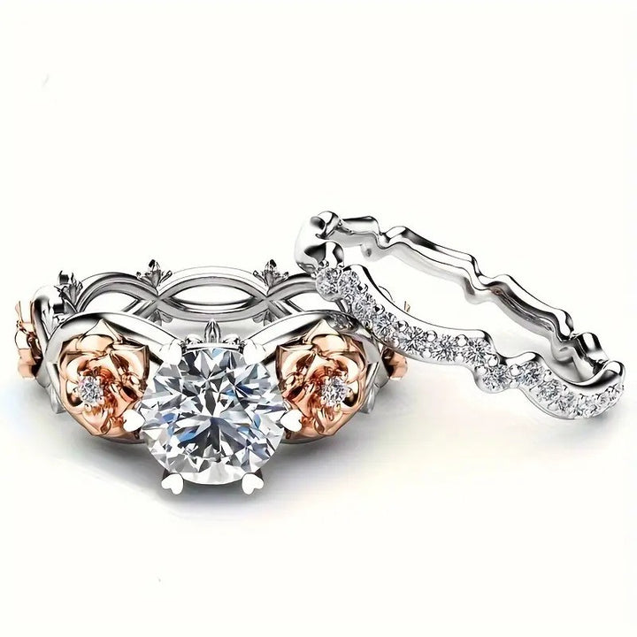 Rose Vow Two-Tone Rose 2-in-1 Detachable Engagement Ring Set