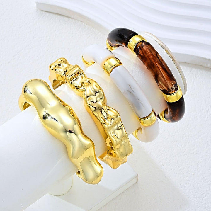 4-Piece Luxury Textured Bangle Bracelet Set