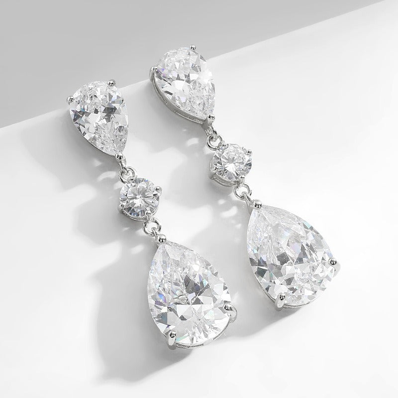 S925 Sterling Silver Moissanite Teardrop Drop Earrings