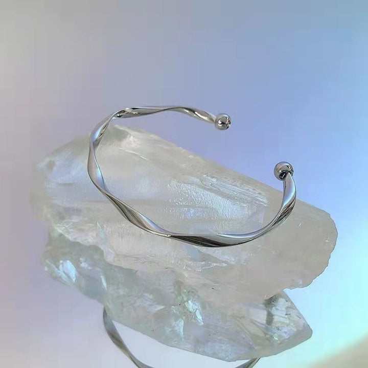 18K Gold / White Gold Mobius Twisted Cuff Bracelet