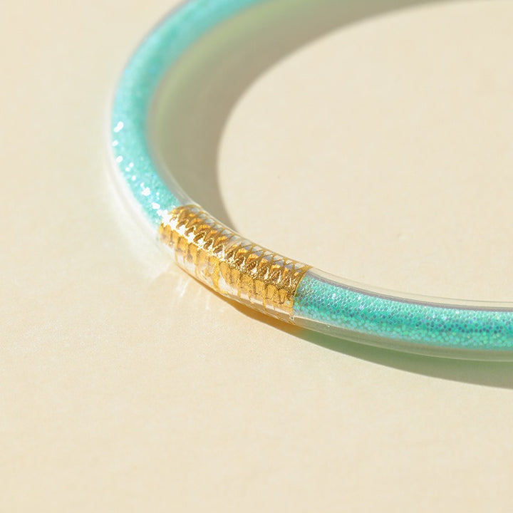6-Piece Glitter-Filled Jelly Bangle Set