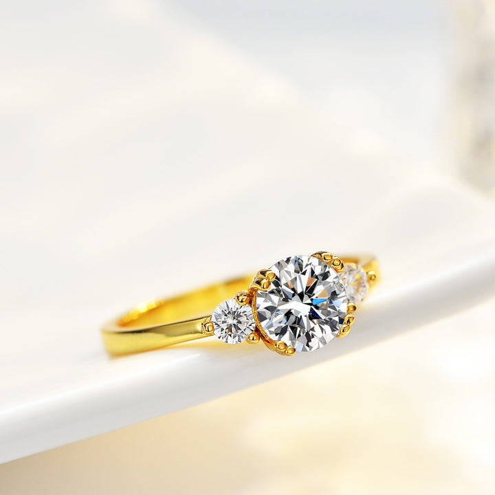 Classic Trilogy Three Stone Round Cut Ring