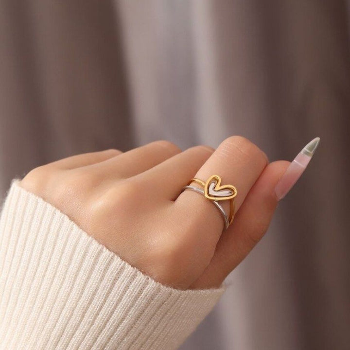 Two-Tone Heart Self Love Ring