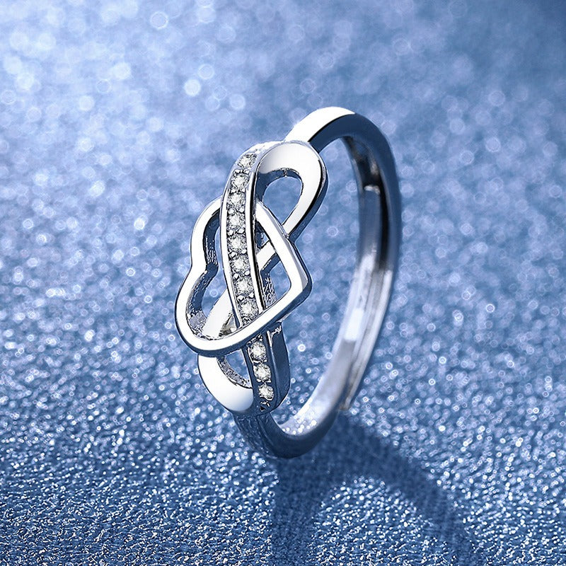 Infinity Heart Pave Adjustable Ring