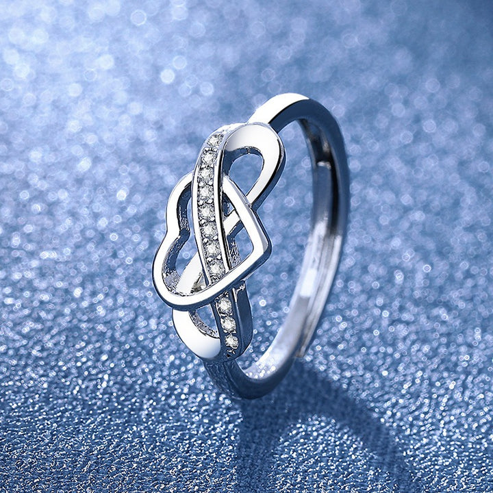 Infinity Heart Pave Adjustable Ring