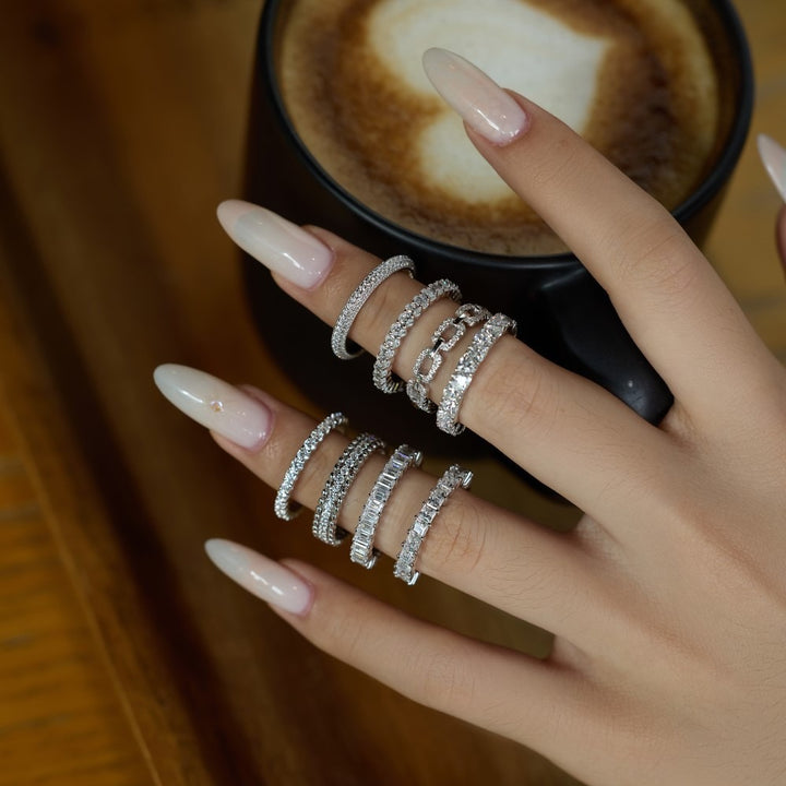 S925 Sterling Silver Moissanite Eternity Band Collection