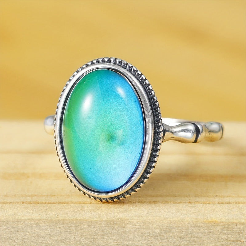 S925 Sterling Silver Oval Moonstone Ring
