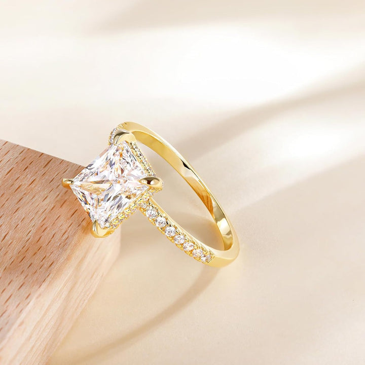 S925 Sterling Silver Radiant Cut Moissanite Four-Prong Ring