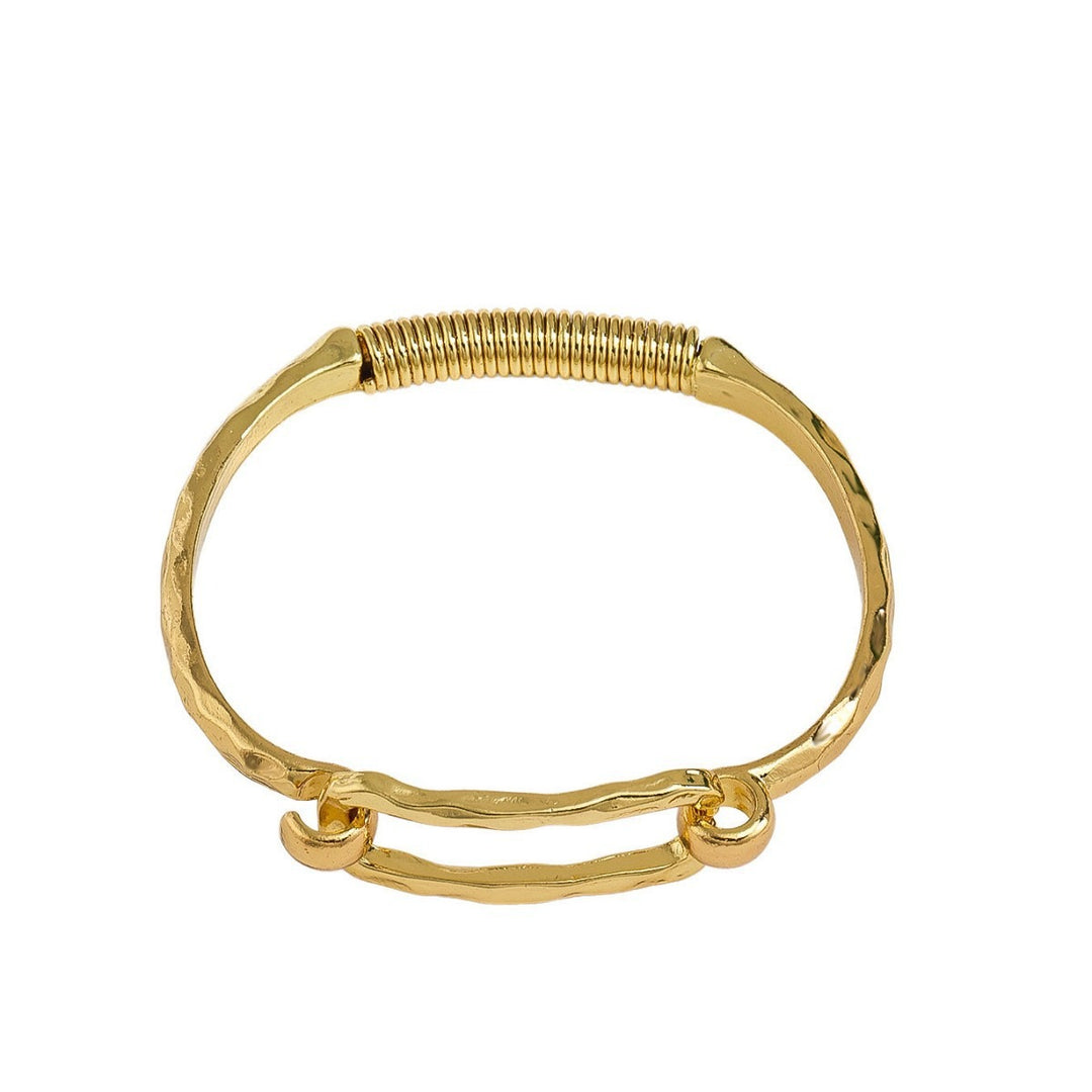 18K Gold / Silver Hammered Open Cuff Symbol Bracelet