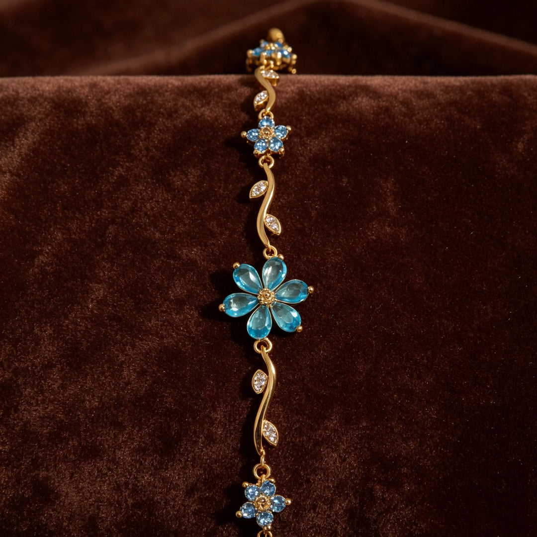 S925 Sterling Silver 18K Gold Plated Vine Flower Bracelet