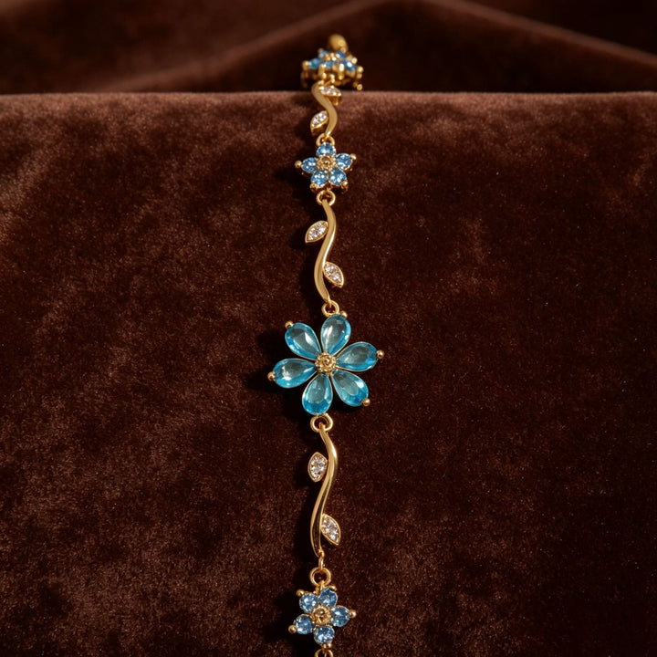 S925 Sterling Silver 18K Gold Plated Vine Flower Bracelet