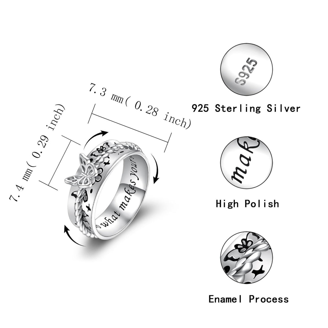 Sterling Silver Butterfly Spinner Ring
