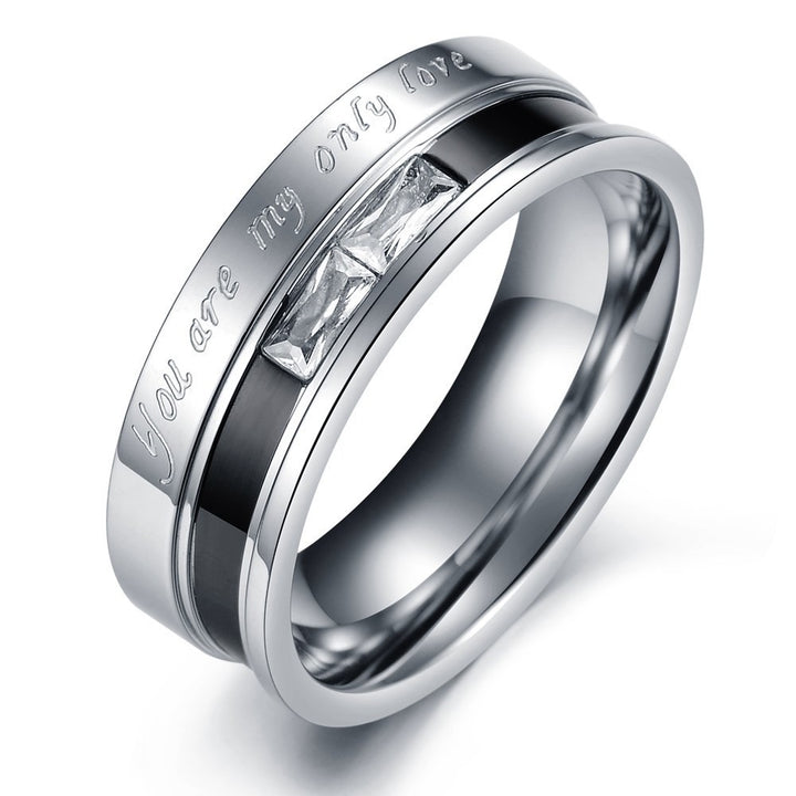316L Stainless Steel Couple Engraved Ring Set