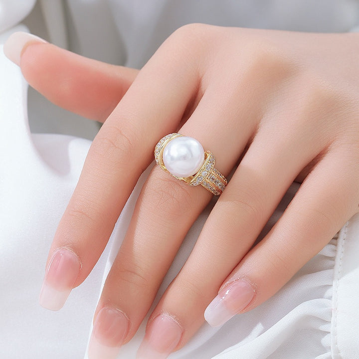 18K Gold Wrapped Lustrous Pearl Ring