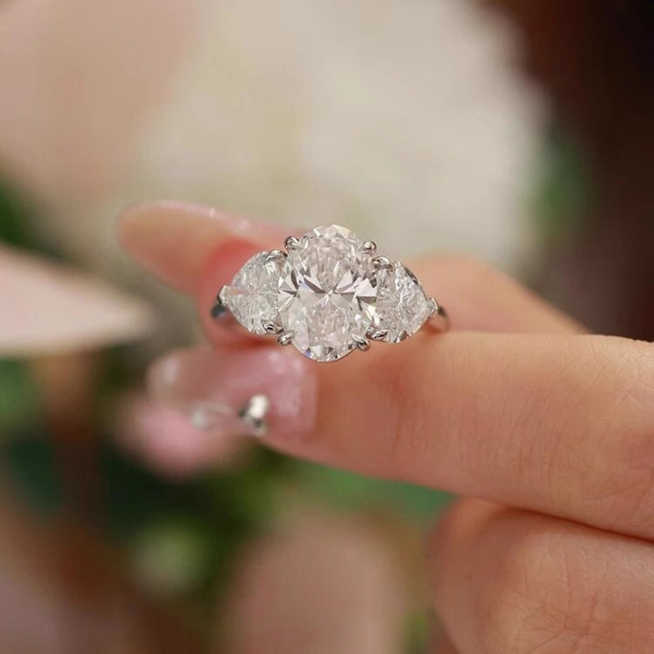 Classic Three-Stone S925 Sterling Silver Adjustable Ring