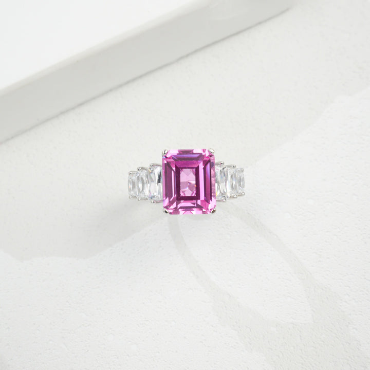 Oceanic Charm S925 Sterling Silver Emerald-Cut Blue Topaz Ring