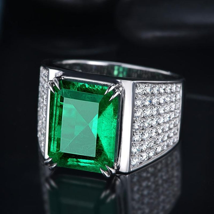 Emerald Radiance Wide-Band Statement Ring