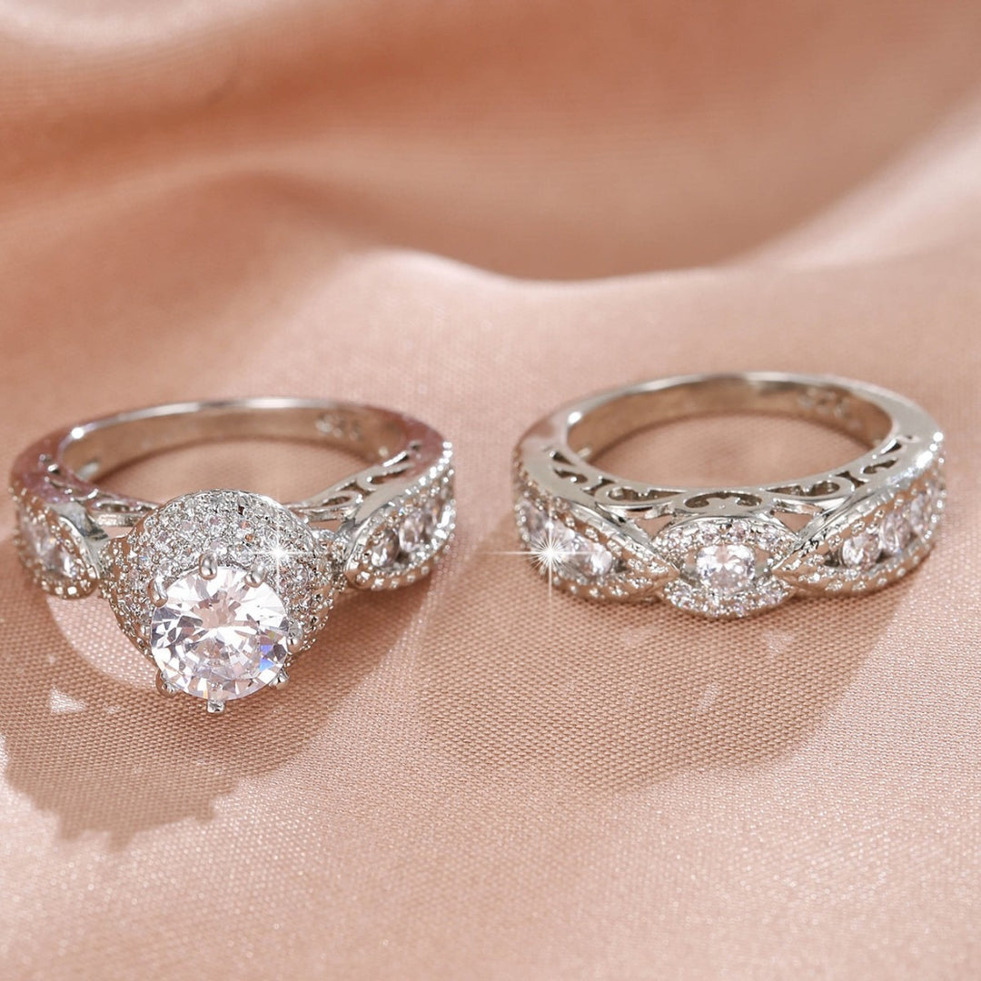 Stunning Duo S925 Sterling Silver 2-Piece Stacking Ring Set