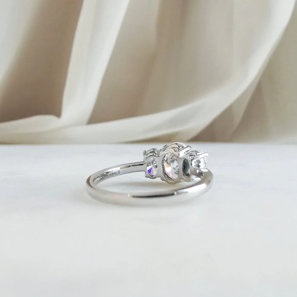 Timeless Trio S925 Sterling Silver & 18K Gold Plated Three-Stone Ring