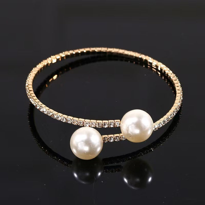 Starlight Pearl Micro-Pavé Crystal Open Cuff Bangle