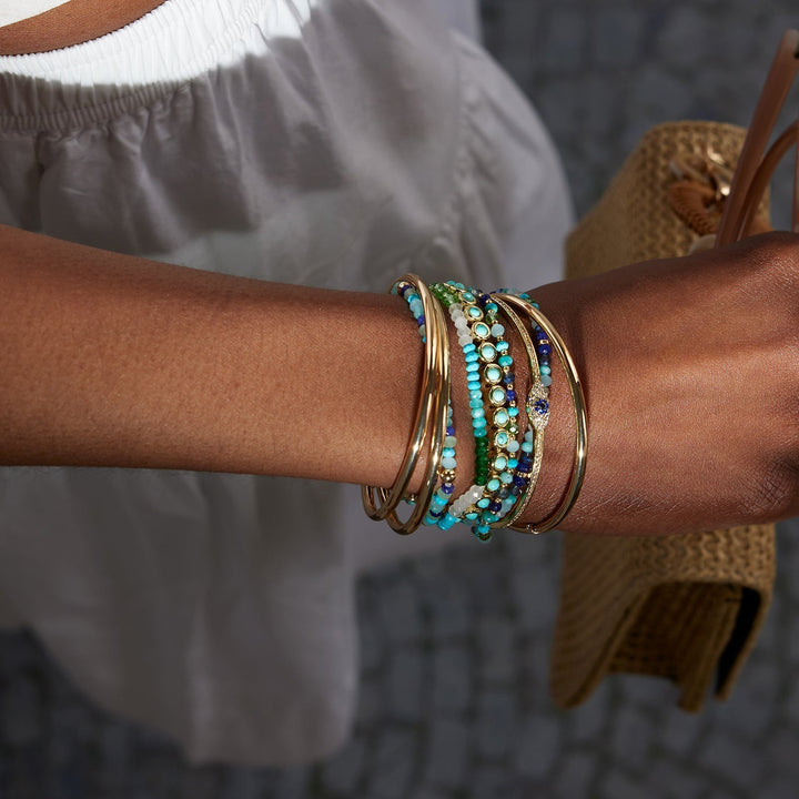 Eternal Radiance 14K Gold Plated Bezel-Set Gemstone Bracelet