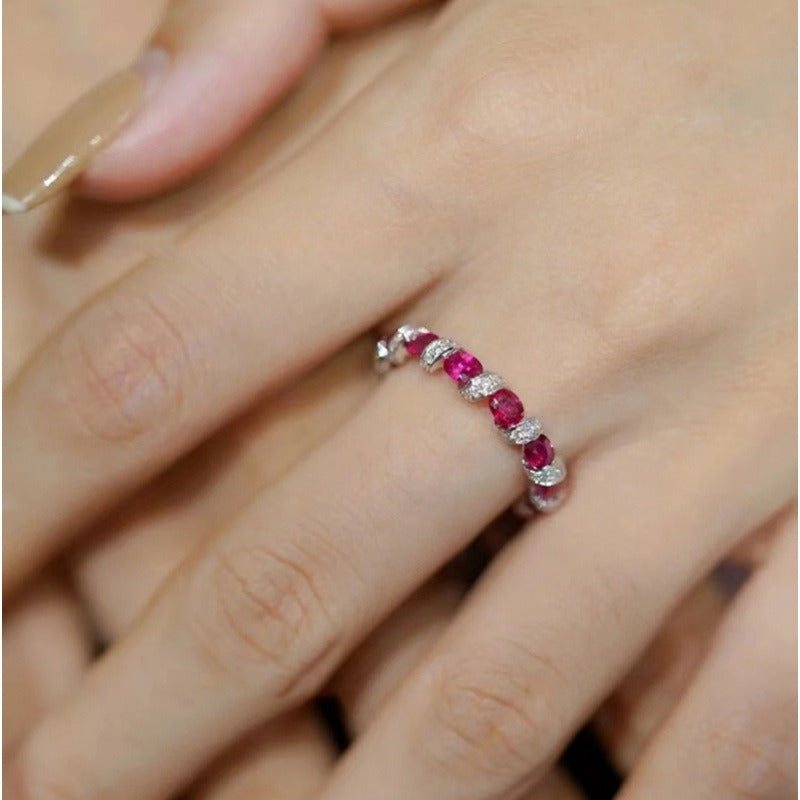 Intertwined Elegance S925 Silver Handcrafted Gemstone Pavé Band Ring
