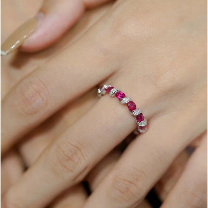 Intertwined Elegance S925 Silver Handcrafted Gemstone Pavé Band Ring