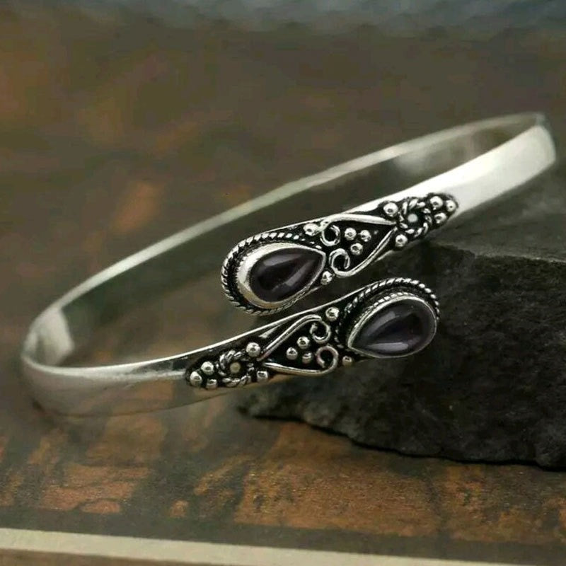 S925 Silver Vintage Filigree Open Cuff Bracelet