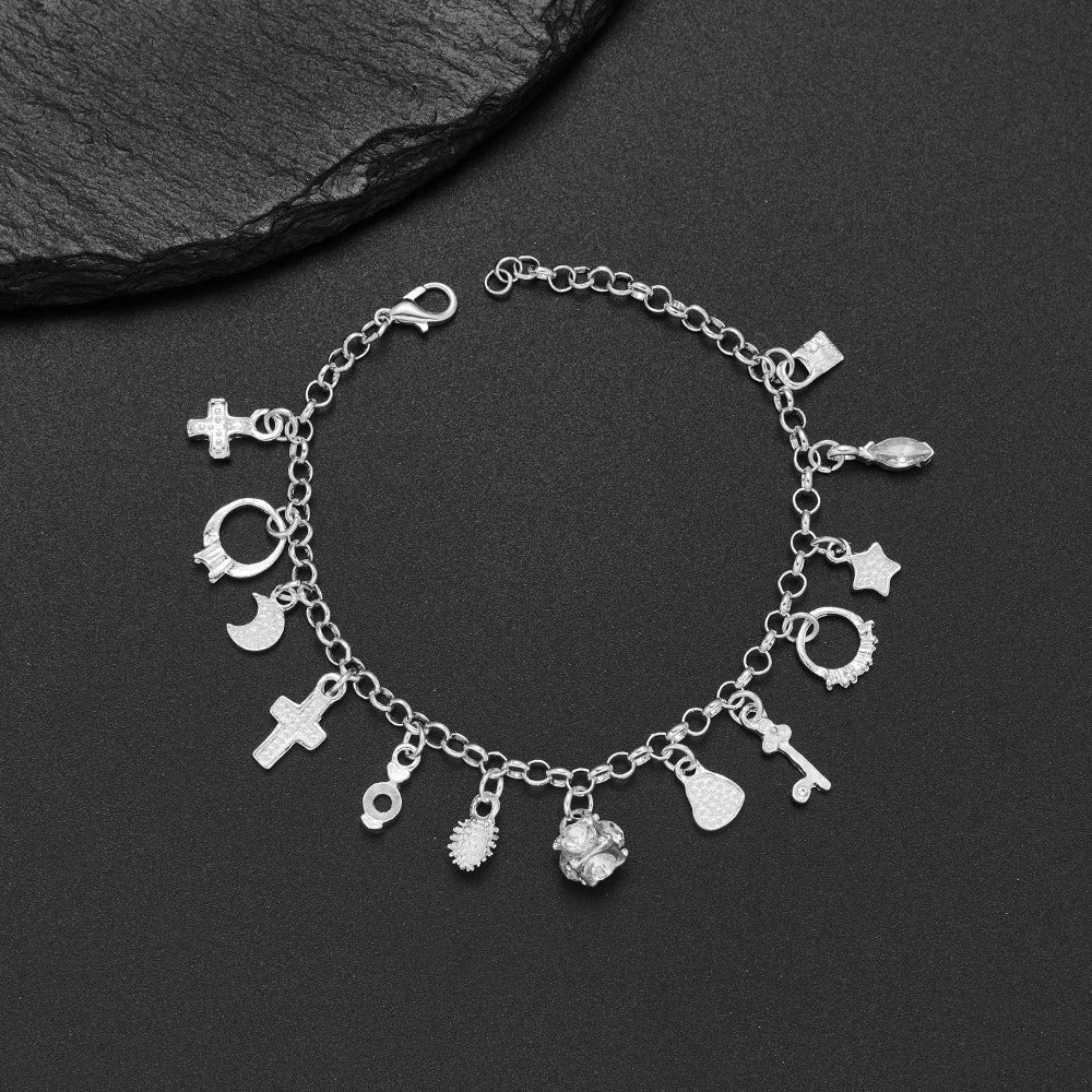S925 Sterling Silver Vintage Multi-Charm Bracelet