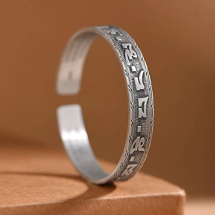 S925 Sterling Silver Vintage Oxidized Open Cuff Bangle