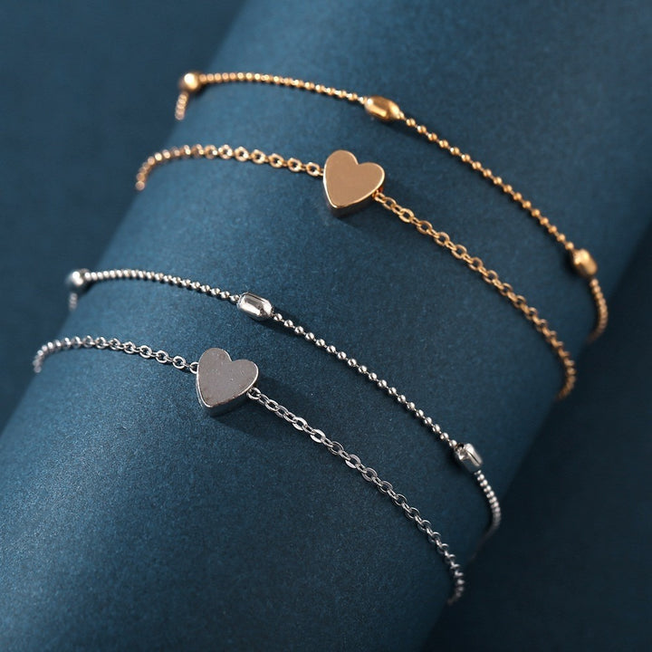 Summer Heartbeat Double-Layer Heart Anklet