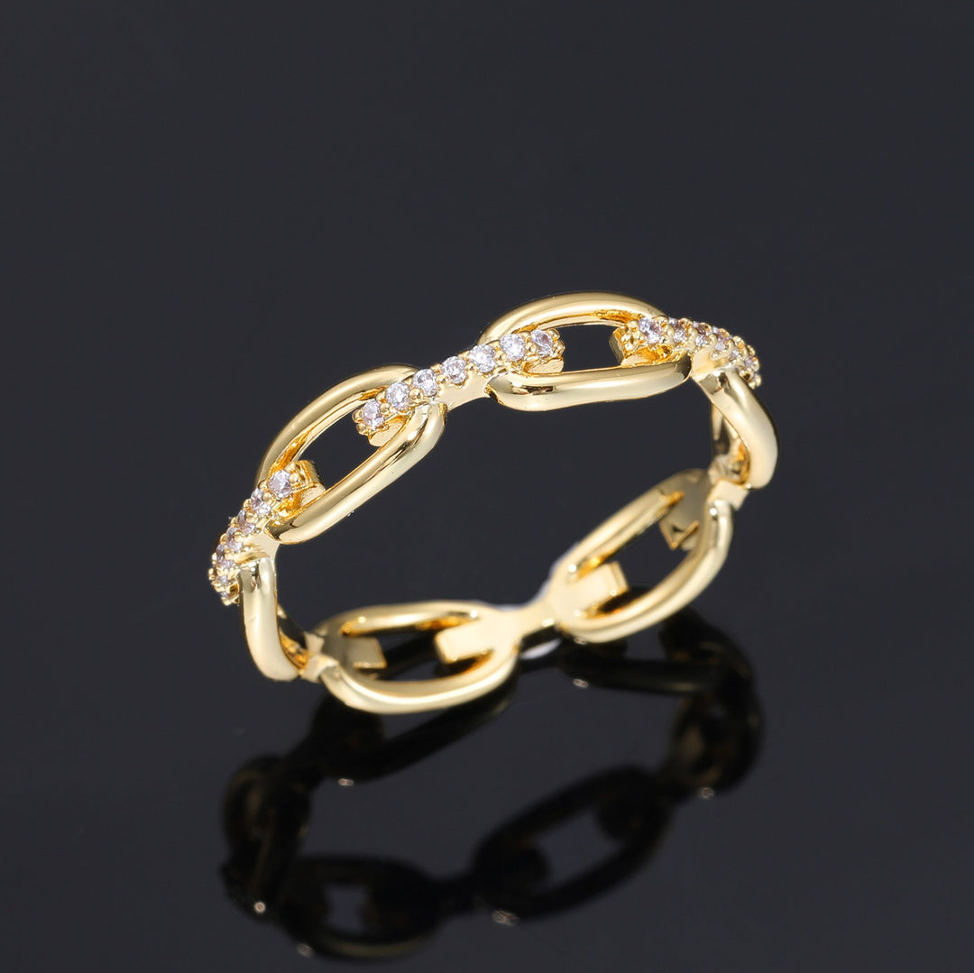 S925 Silver Moissanite Paperclip Link Ring